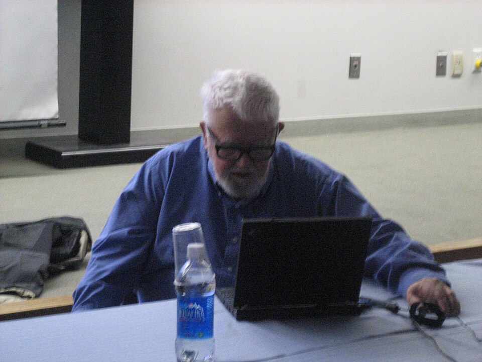 John McCarthy working at a laptop in 2006